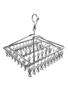 Stainless Steel Clothesline With 30 Clips/Hooks - 銀色 - 查看 1