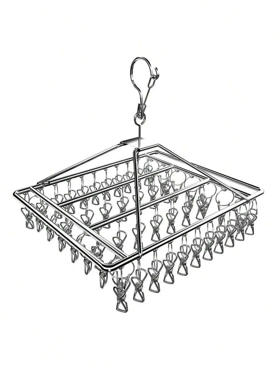 Stainless Steel Clothesline With 30 Clips/Hooks - Silver - View 1