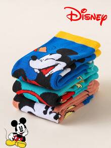 Disney 1/3双装迪士尼3D牵手图案儿童长筒袜，时尚儿童高筒袜，优质礼品袜，迪士尼返校季小粉丝必备，透气吸汗，休闲百搭，卡通图案，适合送礼和日常穿着 - 彩色 - 查看 9