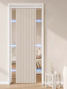1pc Minimalist Foldable Curtain, Foldable Windproof Partition With Hooks, Storage Strap And Double-Sided Magnetic Suction Cups, Suitable For Living Room, Bedroom, Bathroom, Multiple Colors And Sizes Available, Fits Various Scenarios (Single Curtain Panel, Rod Not Included) - Multicolor - View 3