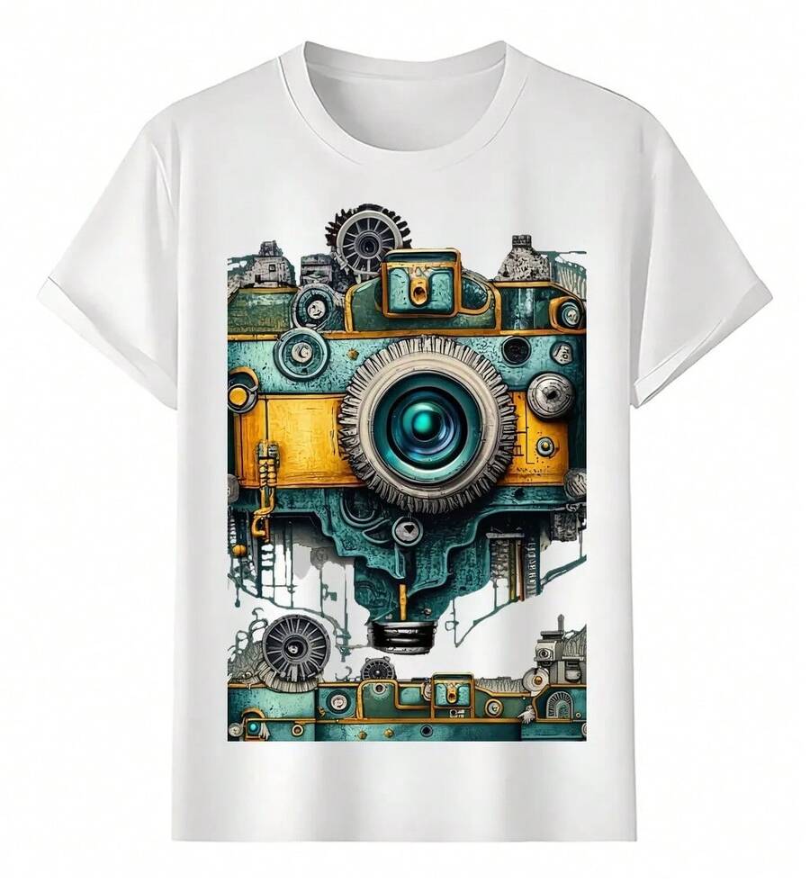 Vintage Stylized Mechanical Camera T-Shirts - 白色 - 查看 1