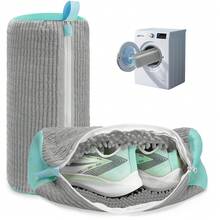 2pcs Reusable Shoe Wash And Dry Bags, Fleece Lining For 360° Deep Cleaning, With Self-Locking Zipper, Shoe Protector Bags For Washing Machine And Dryer, Suitable For All Shoe Types - View 3