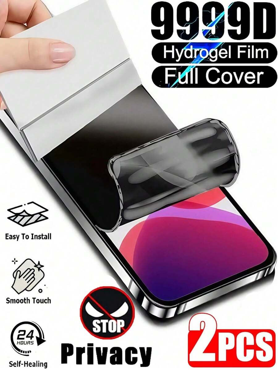 2 Stück Anti-Spionage Hydrogel Displayschutzfolie mit Vollflächenabdeckung, explosionsgeschützt und kratzfest, Datenschutz für Büro/U-Bahn, kompatibel mit iPhone 17 Pro Max 16 15 14 Plus 13 12 11 Serie, selbstreparierender weicher Schutzfilm ohne Glas