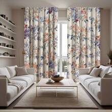 Bộ 2 rèm cửa in hoa trang nhã, chất liệu polyester, mỏng nhẹ, bền và có thể giặt máy, thiết kế có khe luồn thanh treo (không bao gồm thanh treo), phù hợp cho văn phòng, phòng khách, phòng ngủ, phòng ăn, nhà bếp, phòng tắm, phòng học. Rèm cửa mỏng nhẹ dễ lắp đặt, trang trí nhà cửa hàng ngày, phù hợp cho mọi mùa. - 2pcs - Xem 5