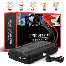 12V 500A/800A Peak Car Jump Starter & Power Bank Combo, 6400mAh Capacity, 3-Mode LED Light, USB & Type-C Fast Charging, 9-Layer Circuit Protection, Anti-Reverse Polarity Clamps, EVA Protective Case, Compact Smartphone-Sized Design, Reliable In -20℃ - A-black - View 1