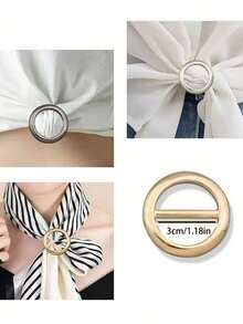 2pcs Multi-Functional Alloy Clip Set, Including Adjustable Metal Cufflinks, Detachable Sleeve Clips, Scarf Clips, T-Shirt Clips, Widely Applicable To Various Garments, Easy To Tie And Adjust Waist Accessories, Simplify Craftsmanship, Corner Knotting - A - View 3