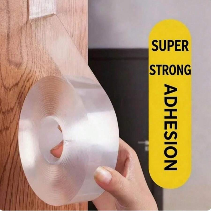1 cuộn băng keo nano trong suốt cường độ cao, rộng 2cm x dài 3 mét, băng keo hai mặt siêu dính, dán tường không gây hư hại, thích hợp cho nhà bếp, phòng khách, phòng ngủ và phòng tắm.