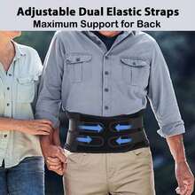 Back Brace For Lower Back , Breathable Back Support Brace With 3D Lumbar Support Pad For Men Women Home & Lifting At Work - Black - View 6