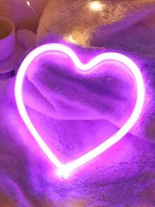 1件裝愛心造型LED霓虹燈，USB與電池供電，適合女孩房牆面裝飾、婚禮派對裝飾燈、室內房間裝飾燈、酒吧與商店櫥窗裝飾燈，送給朋友的生日禮物，婚禮派對裝飾霓虹燈牌 - 彩色 - 查看 8