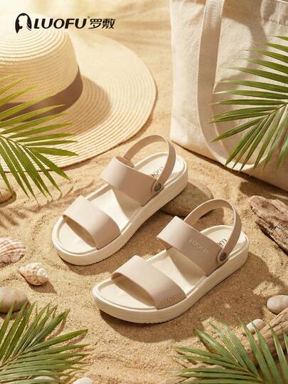 luofu Sandalias de plataforma 2 en 1 para mujer, sandalias de punta abierta con suela gruesa de EVA y tira trasera, zapatos casuales antideslizantes para playa y vacaciones de verano