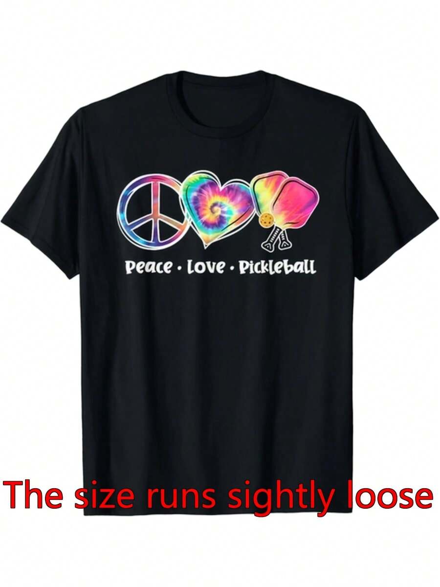 Corbata Tinte Paz Amor Amantes Pickleball Lindo Pickleball Regalo Unisex Camiseta Camiseta de mujer