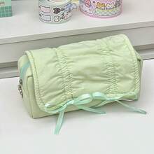 Estuche de lápices con lazo azul lechoso, bolsa de almacenamiento de papelería de alta capacidad para estudiantes - Estilo 1 - Ver 7
