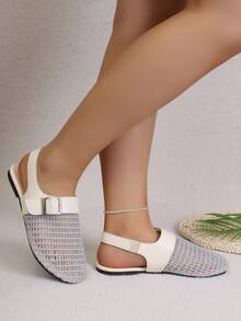 Giày sandal quai ngang lưới bạc thoáng khí thoải mái, nhẹ và ấm áp, thời trang mùa hè 2026. - Bạc - Xem 4
