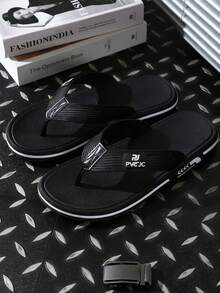 Chancletas comodas de playa de hombres,Sandalias de playa Antideslizantes,Zapatos casuales planos de alta calidad Pantuflas para el hogar para hombres,antideslizantes,duraderas,antiolor - Negro - Ver 2