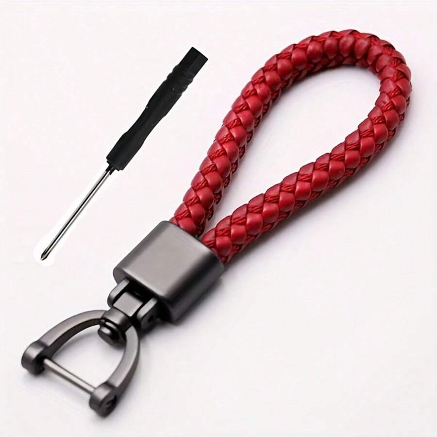 Cuerda multifuncional para llavero de coche, cuerda tejida desmontable hecha a mano con accesorio de colgante de gancho de metal - A - Ver 1