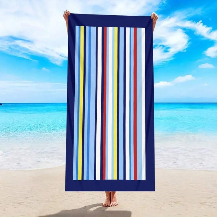 1 toalla de playa grande a rayas coloridas de moda, toalla de playa de natación absorbente de secado rápido, disponible en varios colores - ST361 - Añade 2