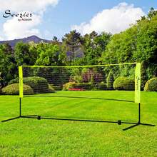 SOOZIER Portable Badminton Net, 10ft Volleyball Net, Foldable And Height Adjustable With Carry Bag, For Tennis, Badminton And Pickleball, Court Beach Backyard Games, Yellow - Yellow - View 2