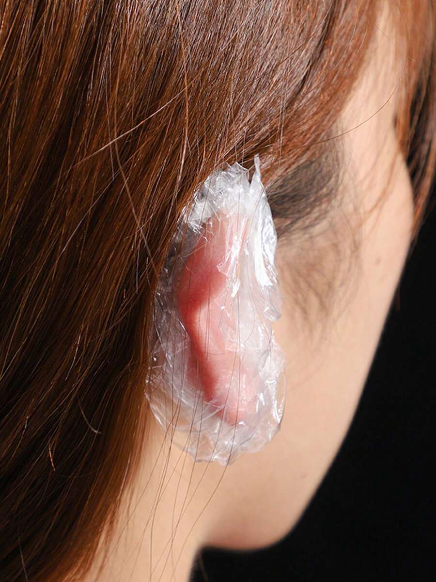 100 chiếc nút bịt tai bằng nhựa chống thấm nước dùng một lần dùng để nhuộm tóc. - A - Xem 1
