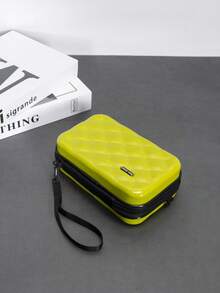 Bolso bandolera mini de rombo, bolso de hombro casual y versátil de cáscara dura resistente al agua de PVC para hombres - Amarillo - Ver 8