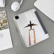1个飞机月亮图案平板电脑保护套，带笔槽和多角度支架 - 兼容 iPad 11 (A16 2025)、Galaxy Tab S10+/S9/A9、小米平板 5/5 Pro/6/6 Pro/7/7 Pro、华为 MatePad、荣耀平板 - 彩色 - 查看 3