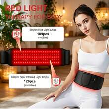 Red Light Therapy For Body:5 Light Levels Infrared Light Heat Therapy Belt Wrap For Back/Waist/Muscle/Pain Relief 660nm & 850nm Led Beads Red Light Therapy Device With Timer - Black - View 2
