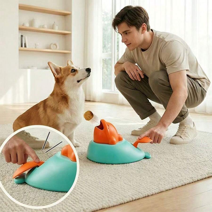 1 món đồ chơi huấn luyện và giải đố cho thú cưng, đồ chơi cho chó ăn chậm tương tác, máy phóng thức ăn kiểu nhấn, đồ chơi huấn luyện tiêu hao năng lượng trong nhà, máy phân phát thức ăn tự động. - Nhiều màu - Xem 1
