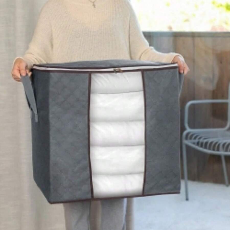 NEW 6 Pack 90L Storage Bags Zipped For Clothes, Bedding, Toys, Packing Moving Boxes UK - VJN0374-h - View 1