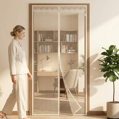 Cửa lưới chống muỗi từ tính cỡ lớn - Chống côn trùng, đón gió - Lắp đặt chỉ trong 9 phút, lưới chắc chắn, đường may đôi, tự động bịt kín, 36 nam châm, cửa trượt và cửa hiên không cần dùng tay, thân thiện với thú cưng, kích thước 38 x 82 inch, chất liệu cao cấp.