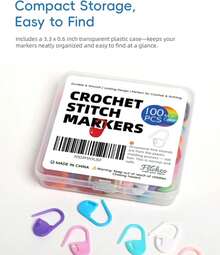 100PCS Crochet Stitch Markers By Flickzo U2013 Locking Stitch Markers With Storage Case, Plastic Safety Pins For Knitting &Amp; Crochet, Colorful Yarn Accessories For Crochet Tools &Amp; Supplies - White - View 7