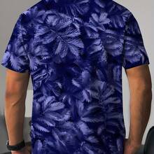 Men'S Short Sleeve Polo Shirt - Stylish Golf Shirt With Vibrant Blue & Purple Leaf Print, Casual Summer Tee, Button-Up Collar, Lightweight & Breathable Fabric For Casual Attire, Golf Shirt, Breathable Fabric, Stylish Golf Shirt, Durable Fabric - Nhiều màu - Xem 4
