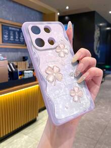 1 buah Casing Ponsel Android Kompatibel dengan S25Ultra S24Ultra S23Ultra S22Ultra/Redmi12 Note 13/ Series, 1 buah Casing Ponsel Silikon Lembut Tahan Guncangan dan Anti Sidik Jari dengan Bingkai Ungu Minimalis Mewah dan Motif Daun Semanggi Empat Kelopak. - Mauve Purple - View 2