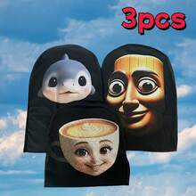 1pc/3pcs Tongtongtongtong Funny Mesh Print Face Mask - Breathable Soft, Fashionable Cartoon Design, Suitable For Street Style, Urban Cycling, Parties And Indoor/Outdoor Use, Comfortable Fit - View 7