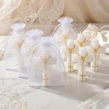 6/20/30/40 Sets Cross Candles, Prayer Beads And Transparent Organza Bags Gift, Suitable For Communion, Baptism, Christian Memorial Gifts - A - View 7