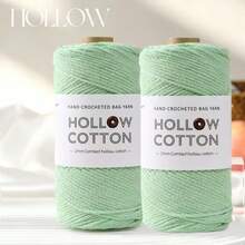 300g Sợi cotton rỗng dùng để móc thủ công các sản phẩm như túi xách, mũ, gối, 150g * 2 cuộn = 300g - Bông rỗng 2 trục - Xem 13