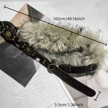 1pc Coffee Color BOHO Waist Belt, Fuzzy Decor Retro Women's Belt, Rivet Waist Belt, Suitable For Shirts, Shorts, Dresses, T-Shirts, Pants, Suitable For Daily Life, Parties, Music Festivals, Campus, Mother's Day - Coffee - View 5