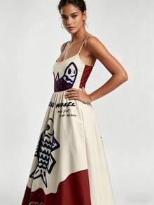 2026 Spring New Women's Clothing, Cross-Border European And American Dress, Sexy Waist-Cinching Pleated Solid Color Large Hem Strap Dress - 彩色 - 查看 8