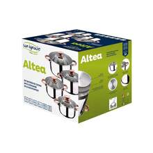 San Ignacio Conjunto de panelas de aço inoxidável com 8 peças, adequado para fogões de indução. Coleção Altea. - Cobre - Ver 7
