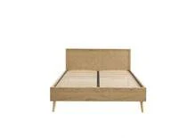 DOMAIA Lit double ELARA cannage rotin 160x200 sommier inclus - Marron - Voir 1