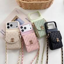 [Summer Popular Item]Apple 17 Air Korean Style Cute New Liquid Braid Pattern Crossbody Card Pocket Multifunctional Stylish Smartphone Case Compatible With IPhone 17/17 Pro/17 Pro Max/16/16 Plus/16 Pro/16 Pro Max/15/15 Plus/15 Pro/15 Pro Max/14/14 Plus/14 Pro/14 Pro Max/13/13 Pro/13 Pro Max/12/12 Pro/12 Pro Max/11/11 Pro Max/ All Models Protection Girly Women's Style Shockproof Drop Protection Scratch Protection. - Black - View 2