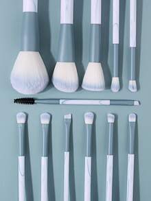 16PCS Makeup Brush Set With Beauty Sponges&Cleansing Sponge, Blue & White Brushes With Soft Hair& Storage Bag, Ideal For Beginners & Daily Use - Blue and White - View 6