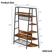 Industrial Style Freestanding Open Clothes Rack With Shelves - Retro Brown Clothes Rack For Bedroom, Living Room And Home Office - Multifunctional Organizer For Storing Clothes And Shoes - 黑色+棕色 - 查看 11