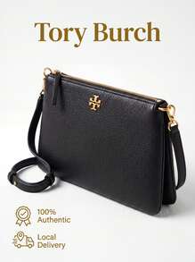 Tory Burch Mercer Pebbled Zip Crossbody - black/gold - View 1