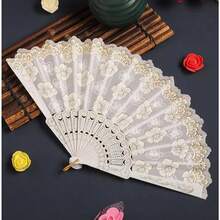 白色樱花手扇，烫金图案，适合居家使用 - 1PC - 查看 7