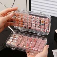 1 pieza Caja de almacenamiento de esmalte de uñas de acrílico, organizador vacío transparente de 3 pliegues, estuche de exhibición de uñas postizas, estante de esmalte de uñas de colores, soporte de exhibición tipo libro, incluye 30 piezas de adhesivo doble cara - caja de almacenamiento - Ver 3