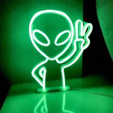 1个外星人霓虹LED灯,USB或电池供电,适用于卧室、房间、游戏室、派对、求婚、酒吧、周年纪念、男士专属空间、婚礼、生日、情人节、母亲节、儿童节、圣诞节等场合的墙面装饰照明,也是一份独特的礼物。 - 白色 - 查看 14