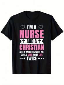 Camiseta de Humor Cristiano para Enfermeras - Ropa de Enfermería RN LPN con Diseño de Corazón y Cruz, Camiseta Negra 100% 180gsm, Regalo Divertido para Enfermeras, Hombres, Mujeres, Familia (Día de San Patricio, Pascua) - Negro - Ver 1