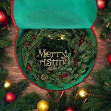 Bruwaa 2 Pack Christmas Wreath Storage Container Bag 24", Card Slot Durable Handles And Double Zipper Storage Containers And To Protect Artificial Garland - Green - ColorA - View 6