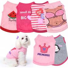 6 Pieces Dog Shirt Puppy Sweatshirt Pet Sleeveless Vest Dog Clothes Doggy Female Apparel For Small To Medium Dogs Puppy Cat(Cute Patterns,XS Size) - 可愛的圖案 - 查看 1