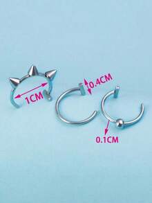 3 chiếc/2 chiếc/1 chiếc khuyên môi kẹp kiểu Punk màu bạc, phụ kiện xỏ môi thời trang unisex. - Nhiều màu - Xem 6