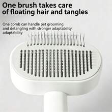 1 chiếc lược tự làm sạch cho mèo và chó, lược chải và gỡ rối 2 trong 1, lược chải lông bằng thép không gỉ, dụng cụ chăm sóc thú cưng giúp loại bỏ lông rụng và chải chuốt hàng ngày. - Nhiều màu - Xem 6